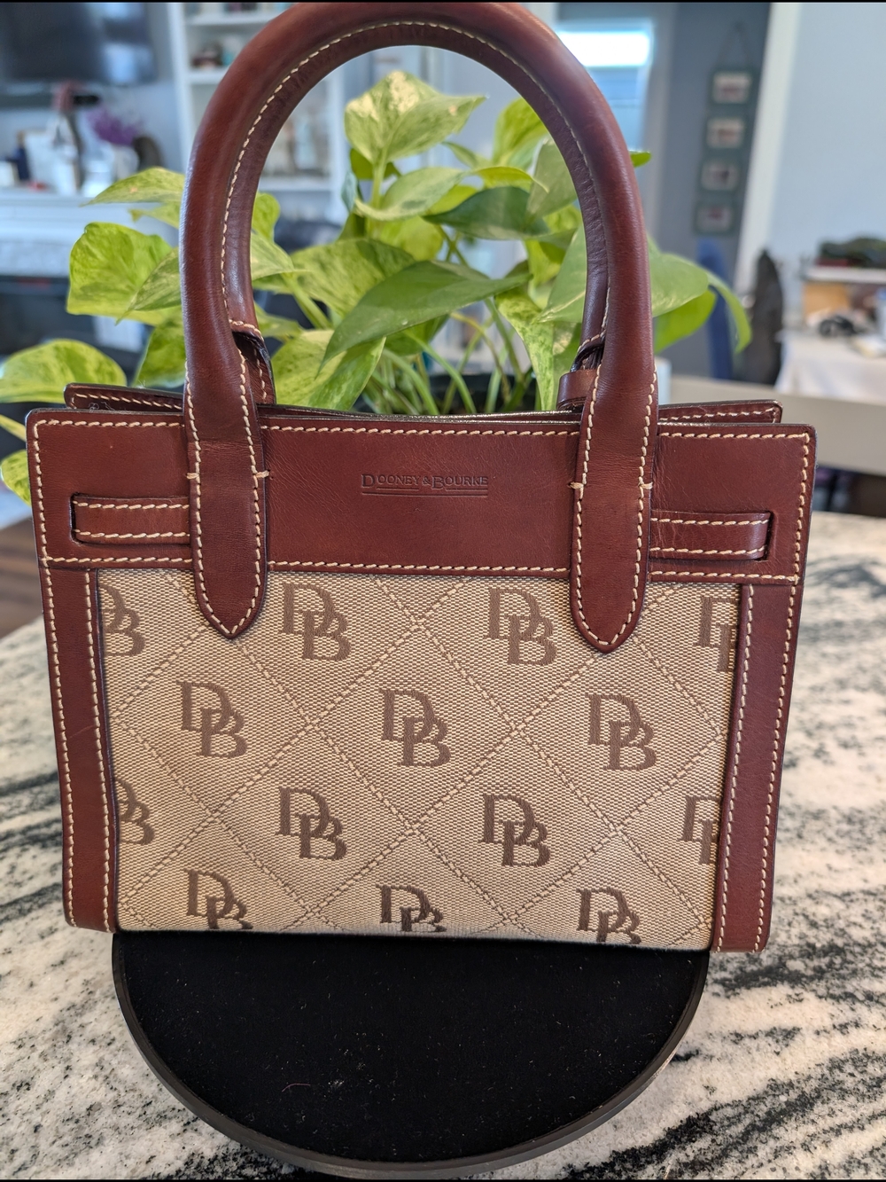 Dooney & Bourke Trendy Mini Satchel Tote Bag - Brown Italian Leather - Picture 2 of 5